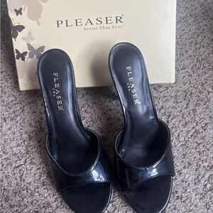 Pleaser Black Patent Mules